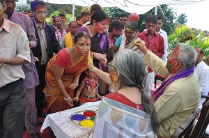 The Governor of Arunachal Pradesh Shri PB Acharya and States First Lady Smt Kavita Acharya celebrate the festive occasion of Holi with Officers and Staffs of Raj Bhavan at Raj Bhavan on 13th March 2017. 